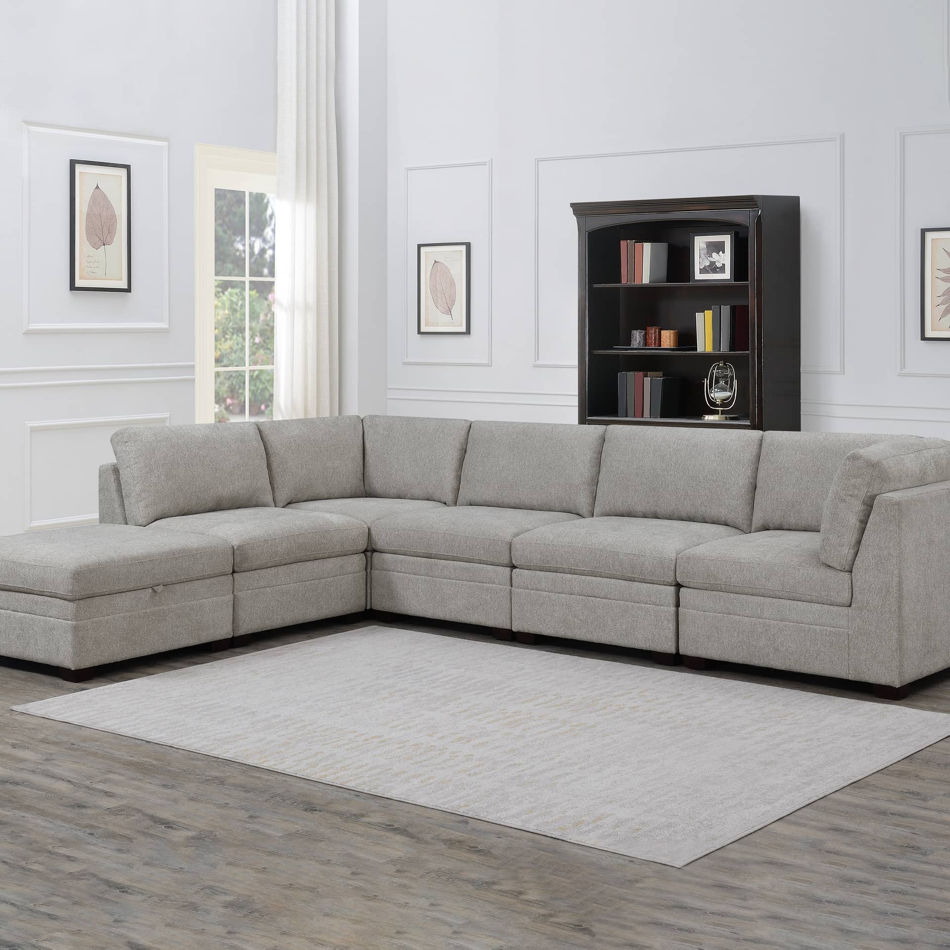 Tisdale 6-piece Modular Fabric Sectional, Cream