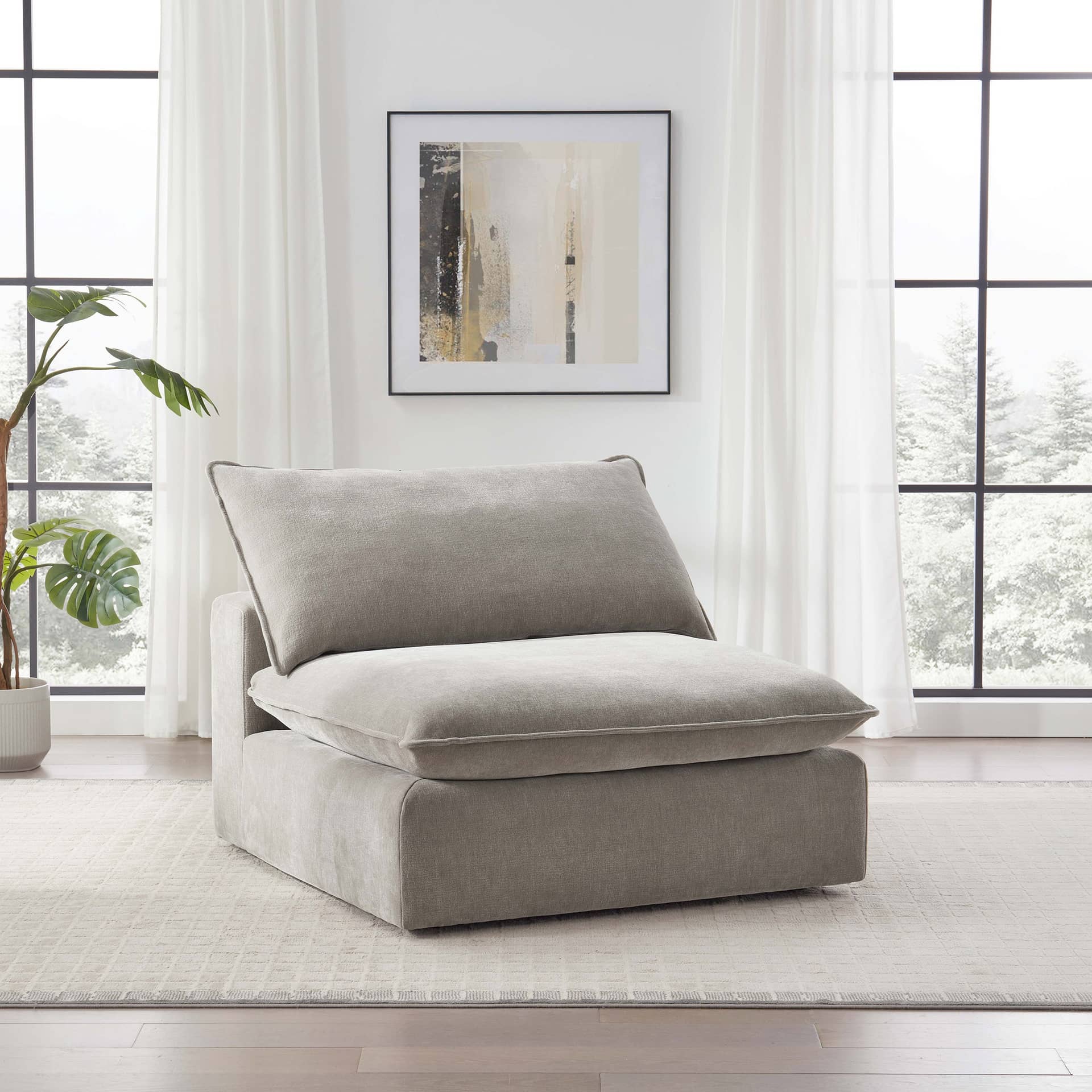 Sereen Fabric Armless Chair, Taupe