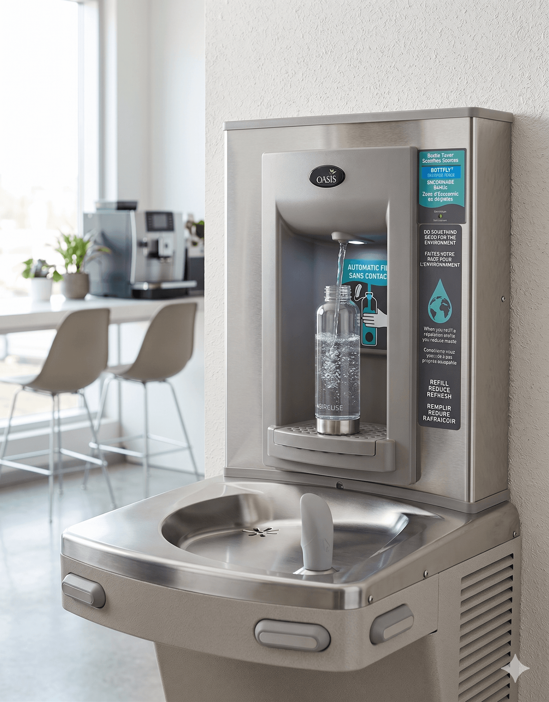 VersaCooler 8 gph Water Cooler in Stainless Steel & Electronic Bottle Filler