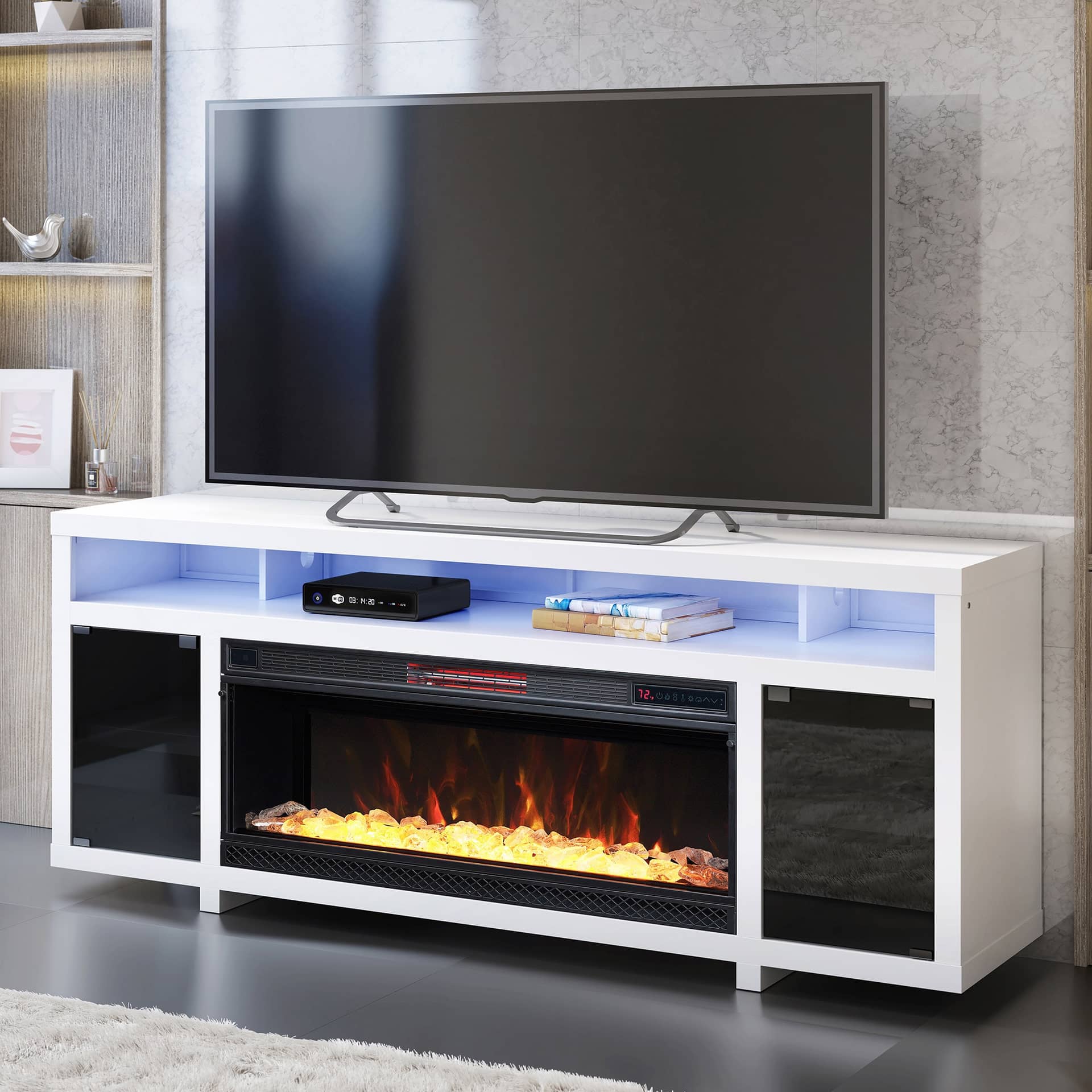 Tresanti Bennett LED TV Console with ClassicFlame Electric Fireplace