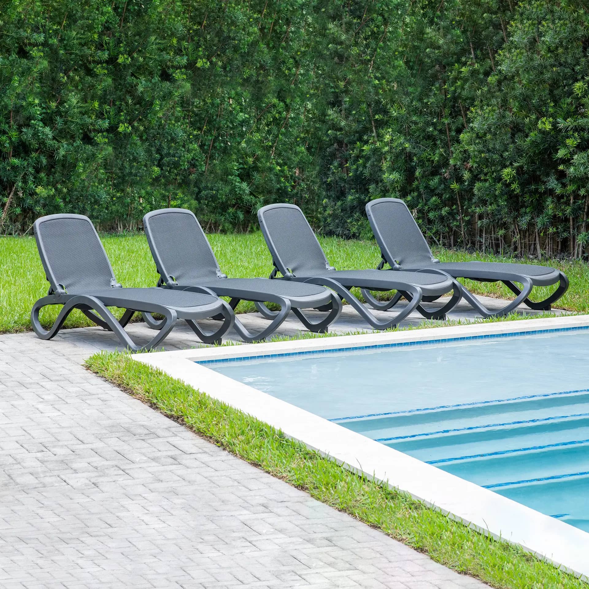 Nardi Omega Commercial Chaise Lounge Chair, 3-pack
