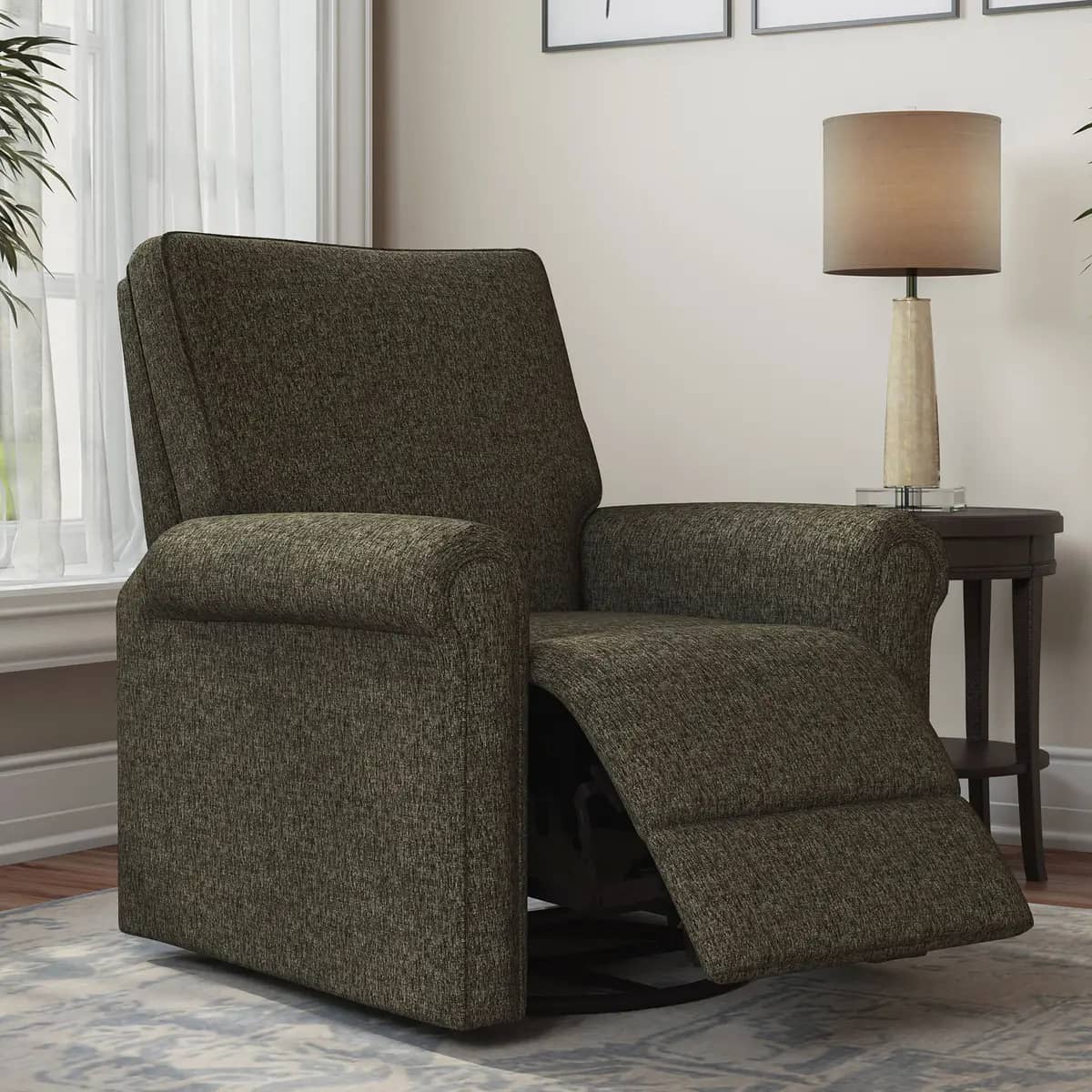 Andrews Fabric Swivel Glider Recliner, Brown