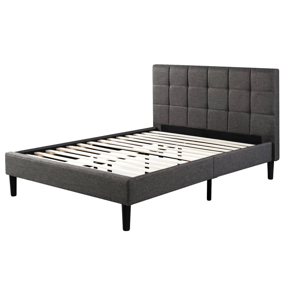 Blackstone by Zinus Upholstered Square Stitched Platform Bed — Gray King