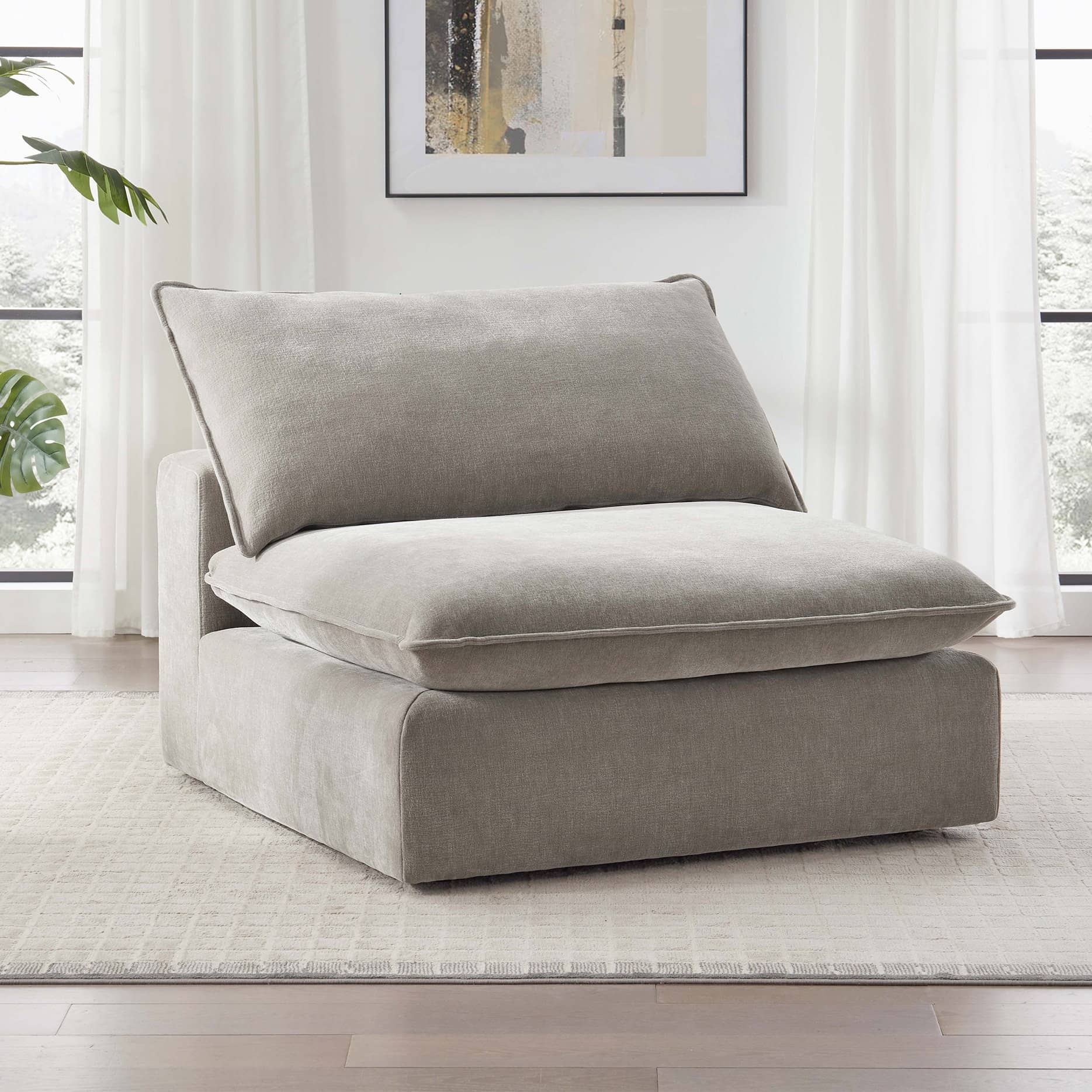 Sereen Fabric Armless Chair in Taupe