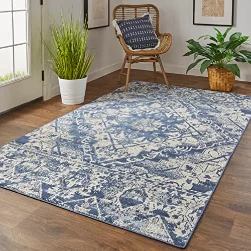 Feizy Rugs - Foster Collection, Transitional Ornamental Area Rug - Blue/Beige 6'-5" X 9'-6" image 4