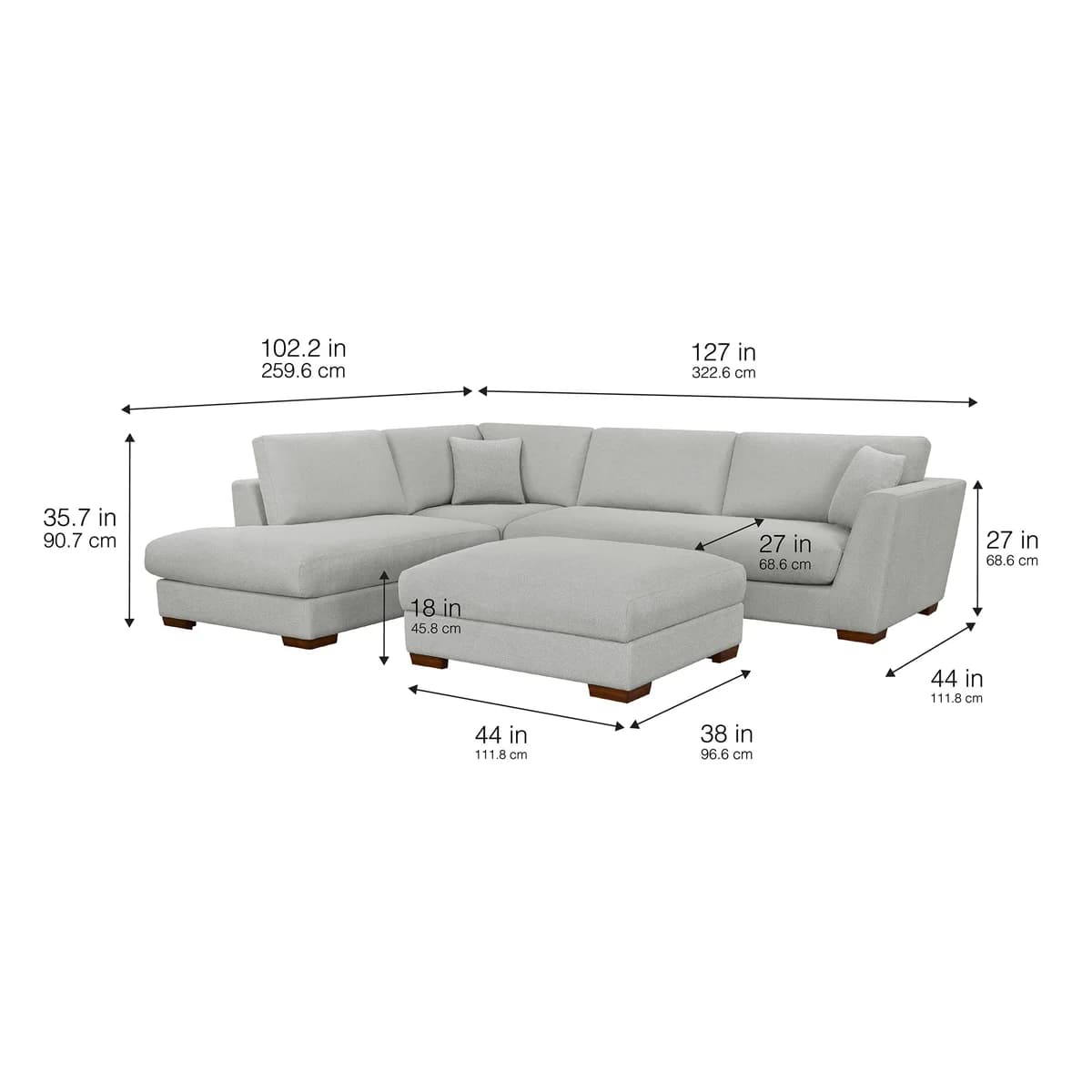 Henredon Larkin House Deep Seating Fabric Sectional with Storage Ottoman image 2