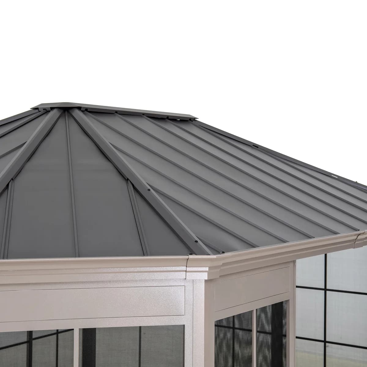 Sunjoy 12' x 16' Cape Blue Hardtop Screenhouse, Tan image 4