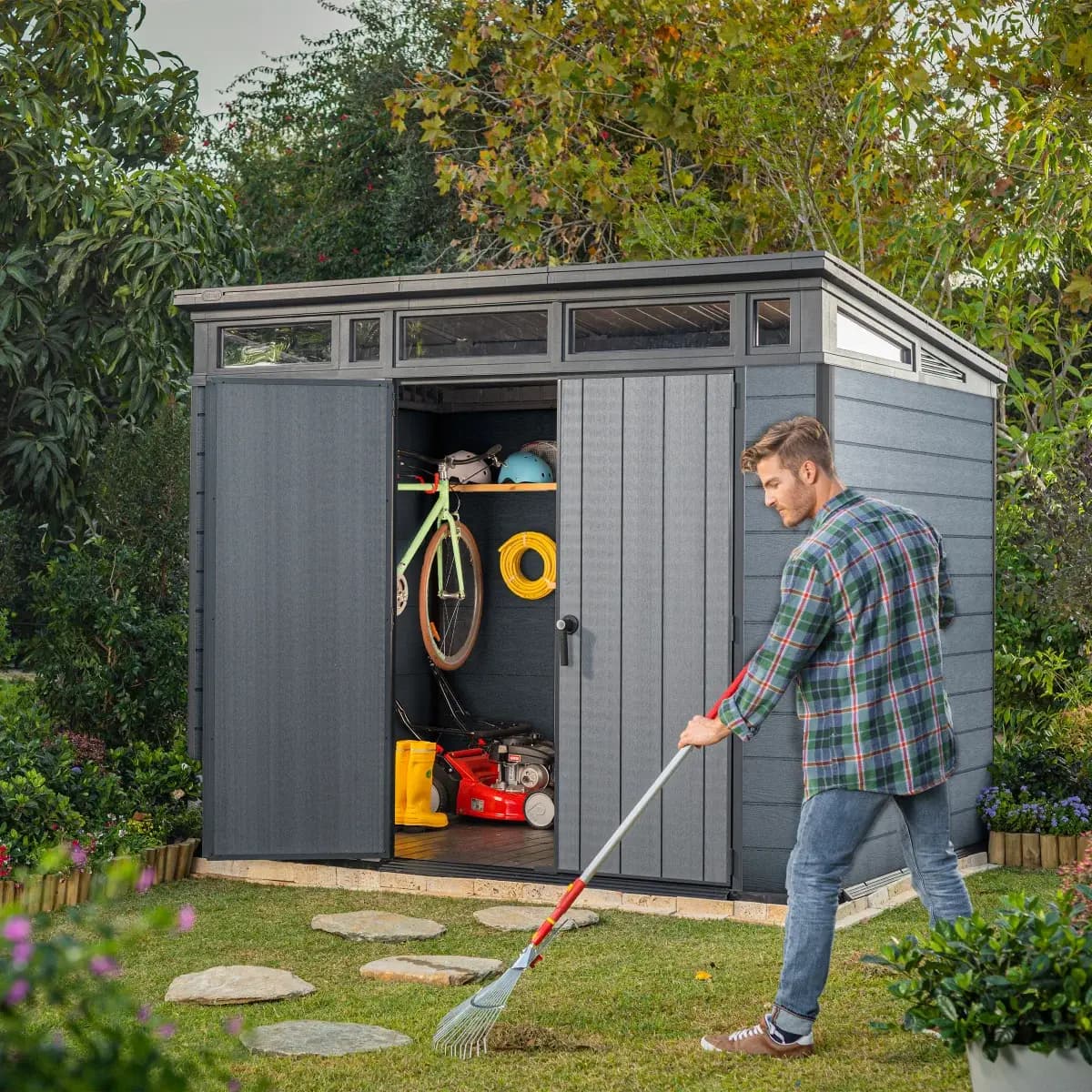 Keter Cortina 9' x 7' Premium Modern Outdoor Storage Shed image 2