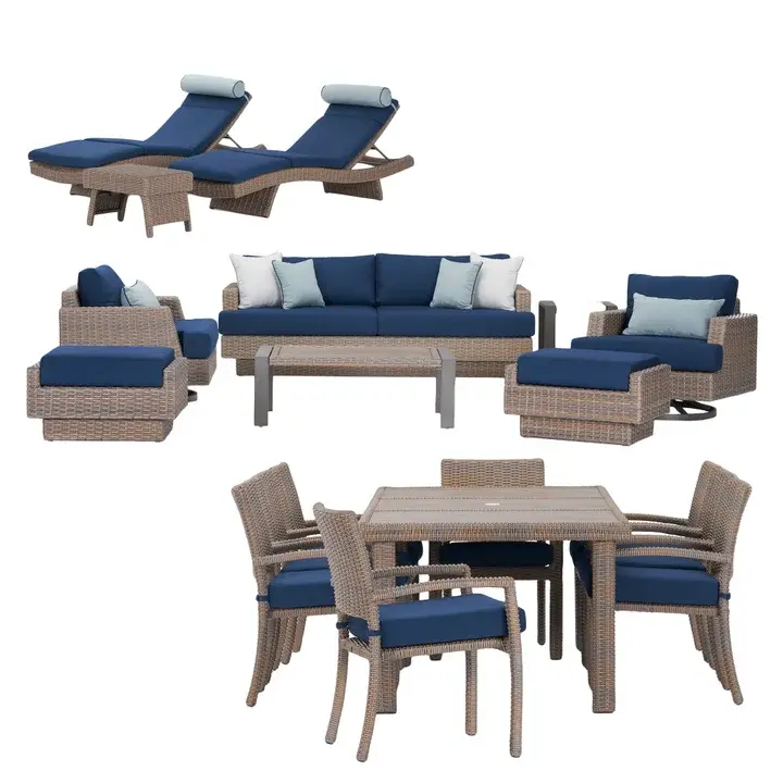 Portofino Repose 19 Piece Sunbrella Outdoor Estate Collection - Laguna Blue image 2