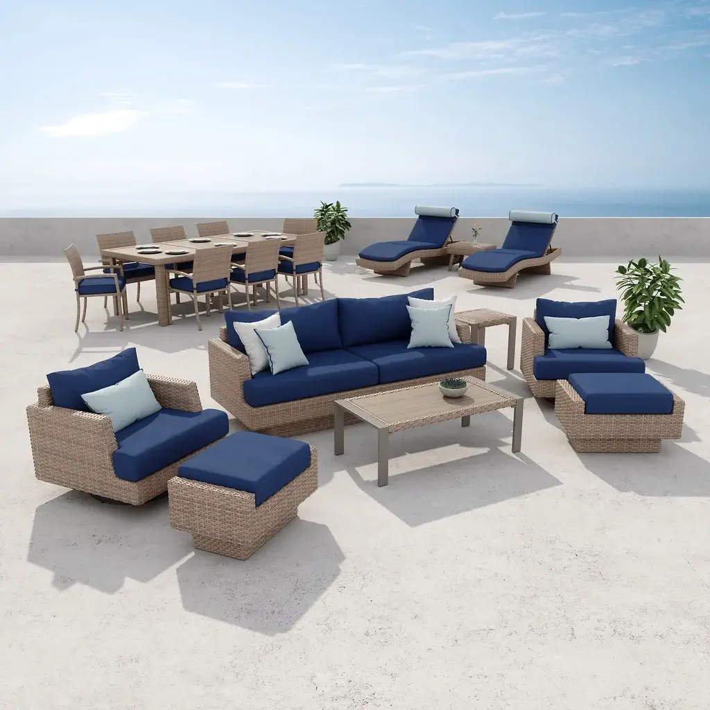 Portofino Repose 19 Piece Sunbrella Outdoor Estate Collection - Laguna Blue image 8