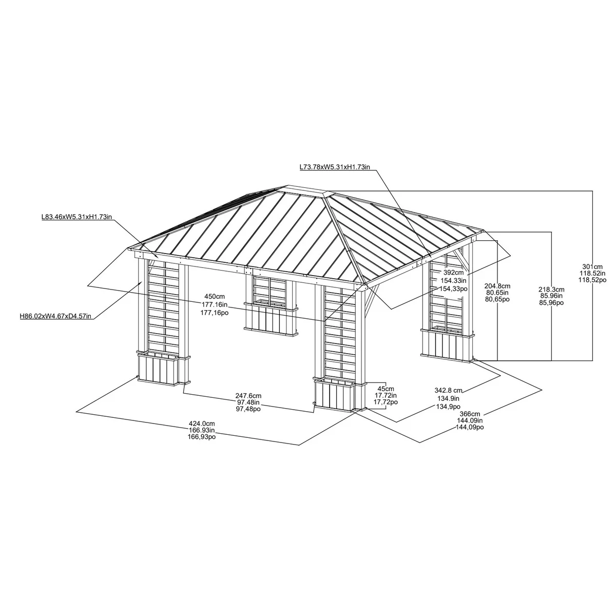 Sunjoy 13.3' x 14.8' Wilmington Hardtop Gazebo image 2
