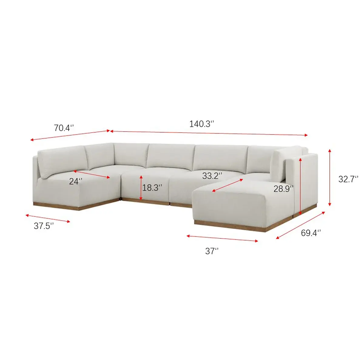Henredon Murphy Fabric Modular Sectional with Ottoman, White image 2