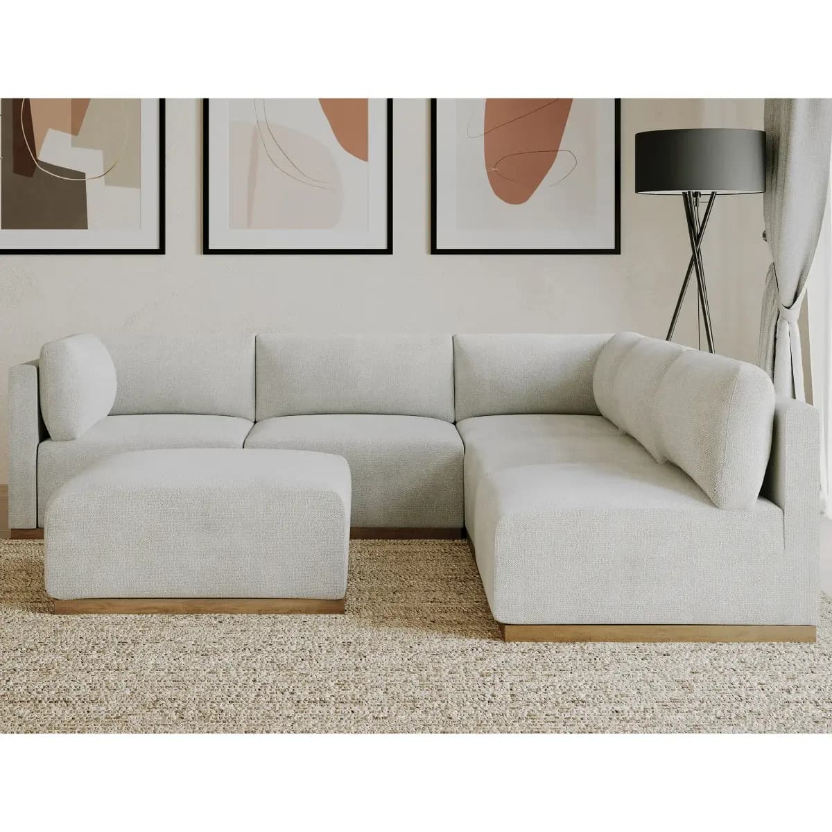 Henredon Murphy Fabric Modular Sectional with Ottoman, White image 6