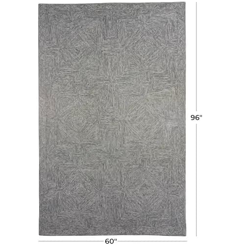 Deco 79 Wool Geometric Handmade Area Rug, 5' x 8', Dark Gray image 3