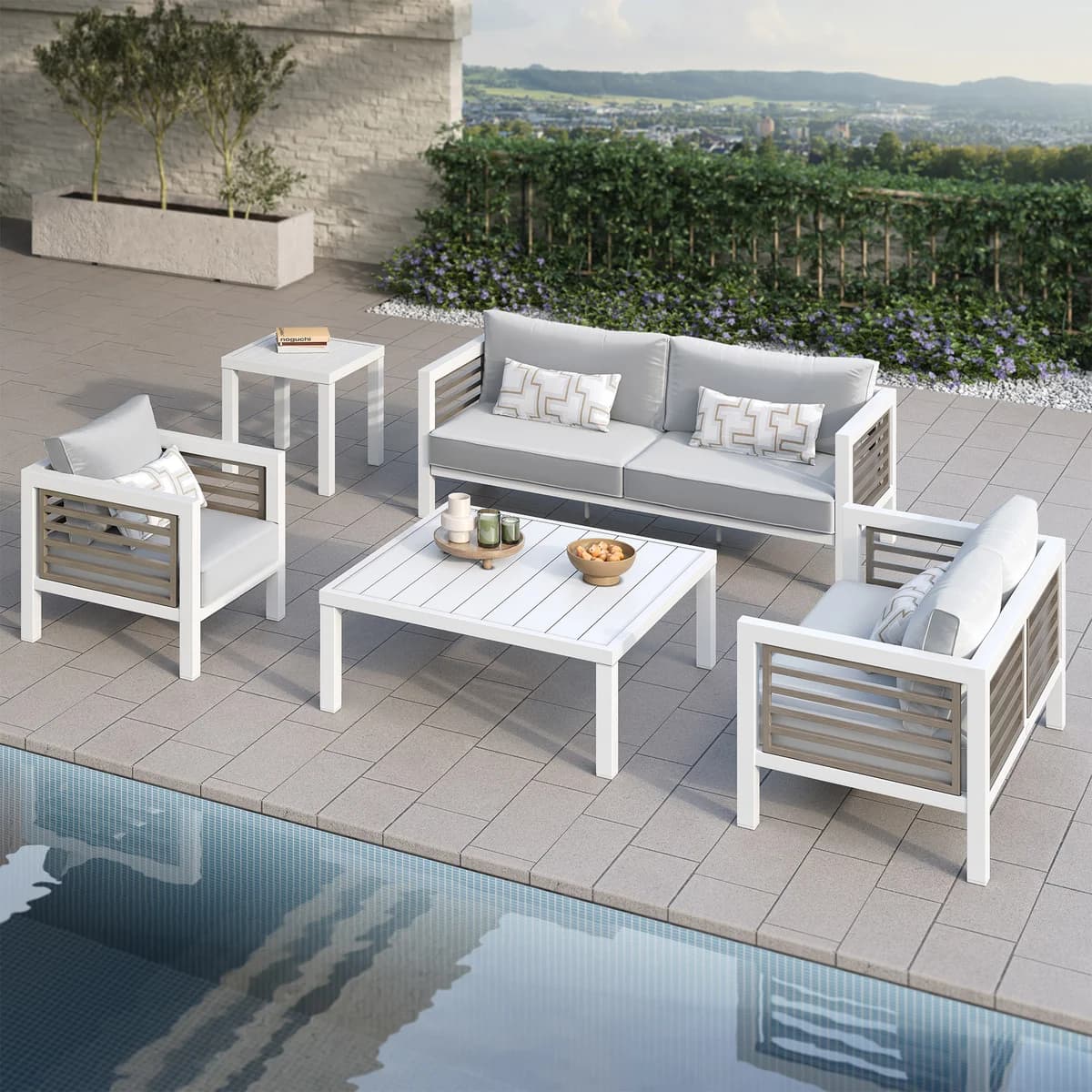 Grand Leisure Cullen 5-piece Outdoor Deep Seating Set, White image 2