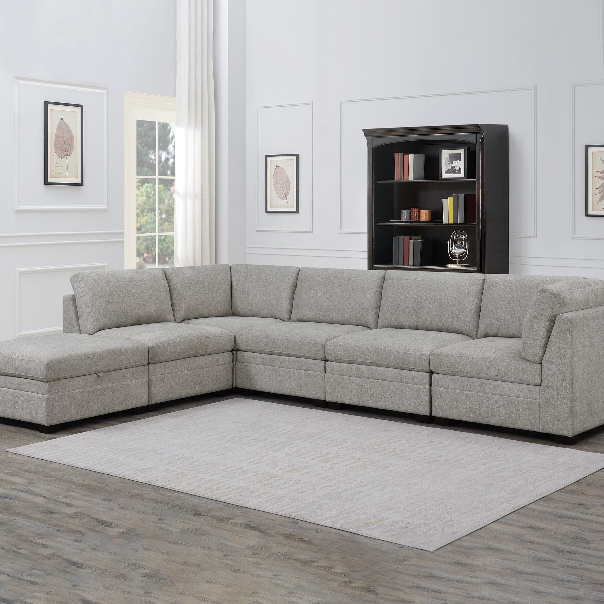 Tisdale 6-piece Modular Fabric Sectional, Cream