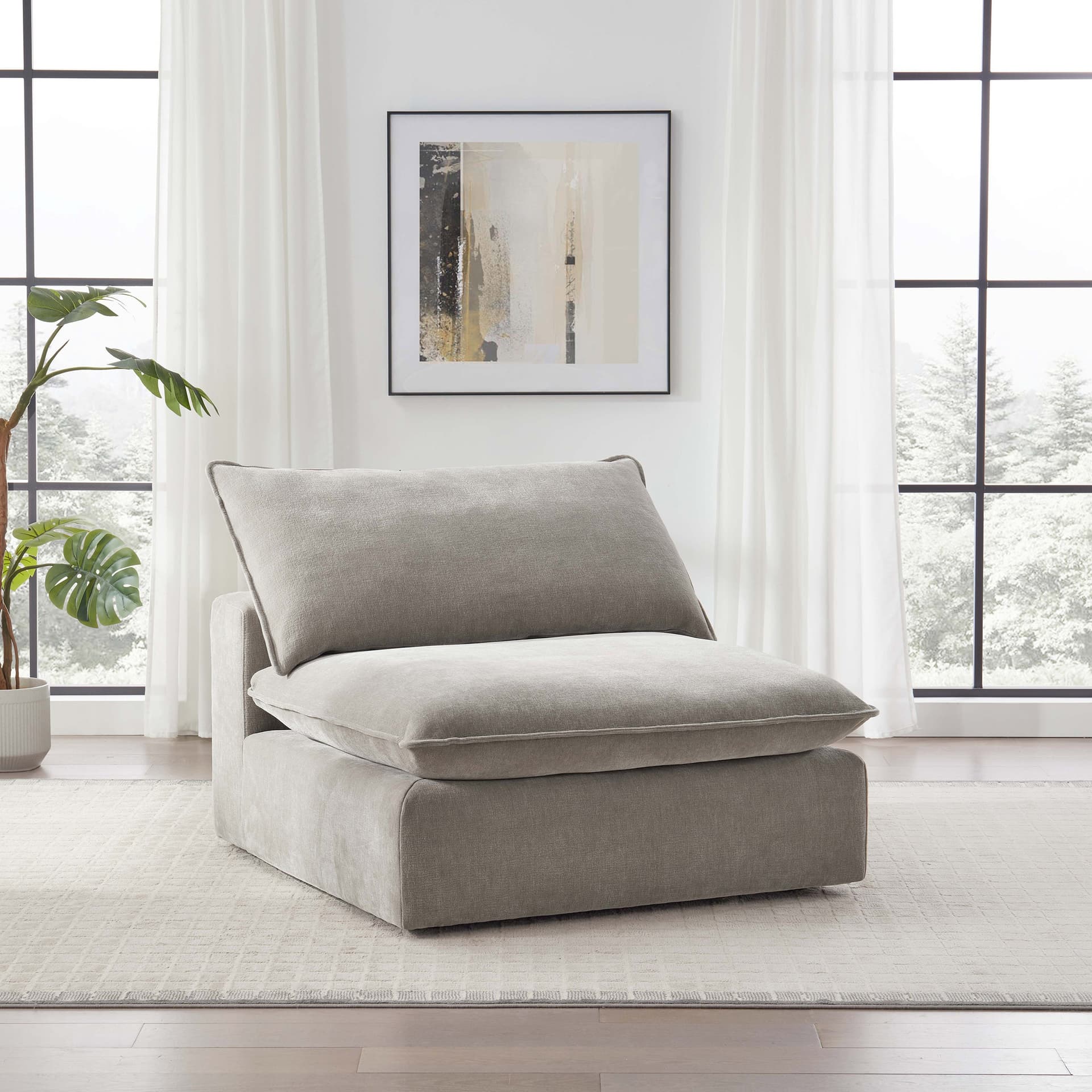 Sereen Fabric Armless Chair, Taupe