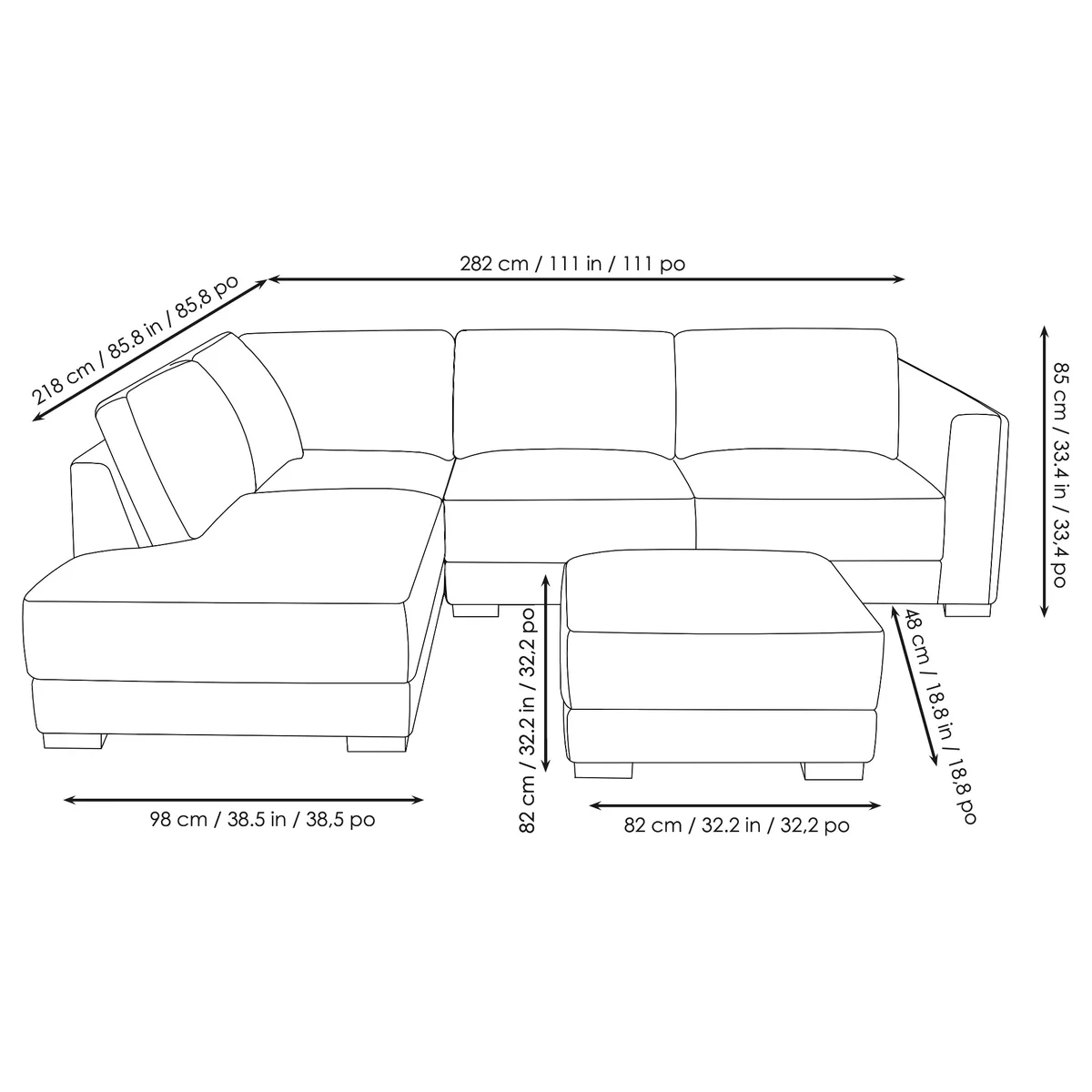 Drayden Fabric Sectional with Ottoman image 7