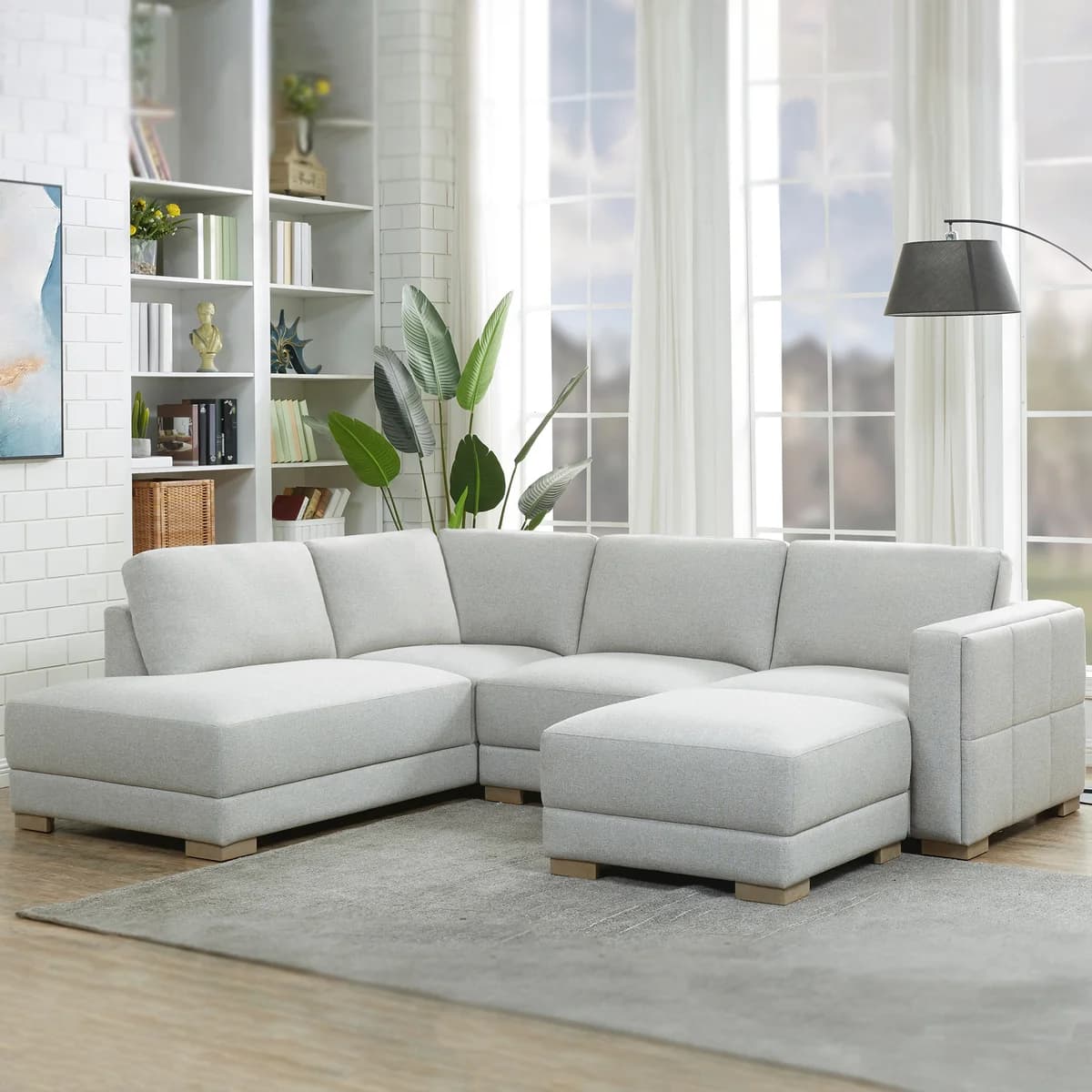 Drayden Fabric Sectional with Ottoman image 2