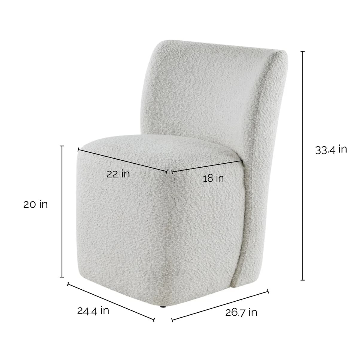 Blair Fabric Armless Dining Chair with Casters image 2