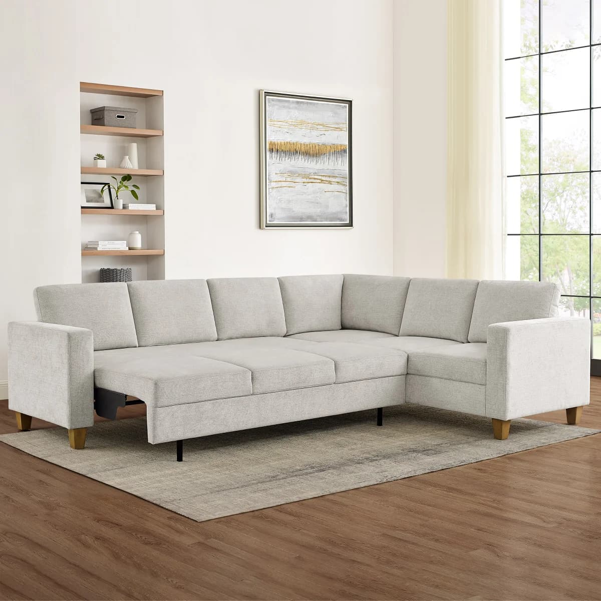 Thomasville Dillard Convertible Sleeper Sectional, Light Gray image 5