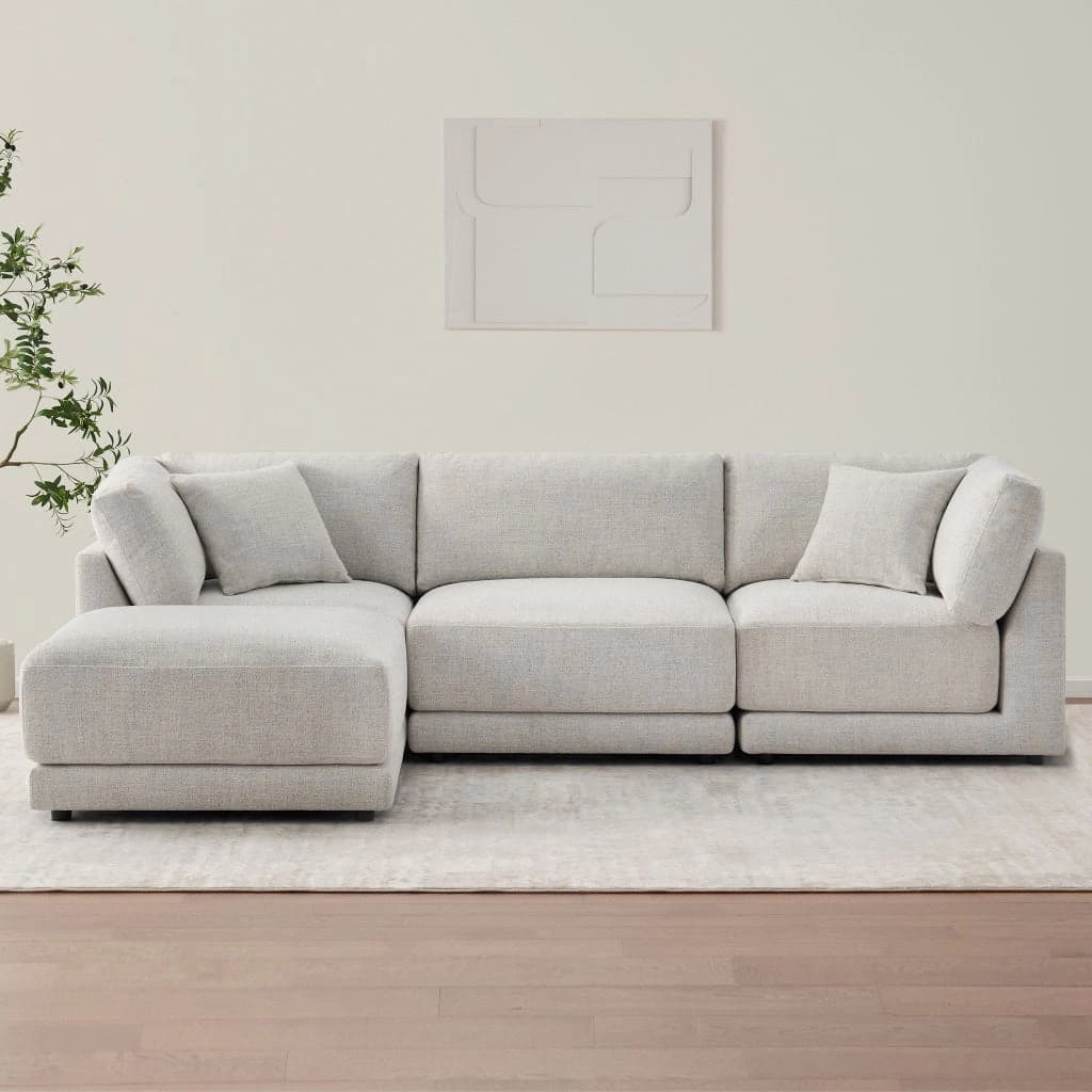 Dayna 4-piece Fabric Modular Sectional, Light Gray