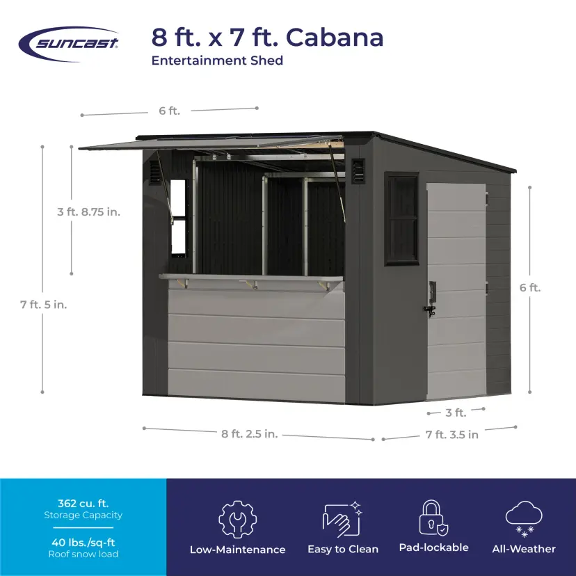 Suncast 8' x 7' Cabana Shed image 2