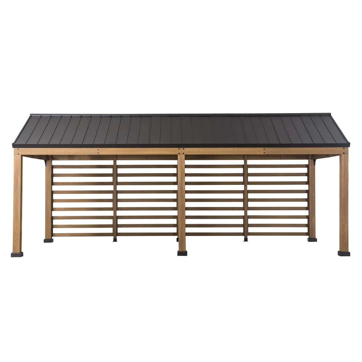  Sunjoy Newville Wood Carport with Privacy Wall and Rain Gutter, 10 ft. x 20 ft. image 3