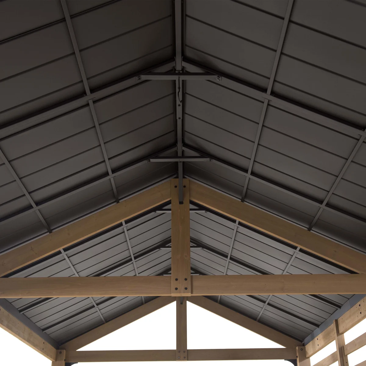  Sunjoy Newville Wood Carport with Privacy Wall and Rain Gutter, 10 ft. x 20 ft. image 5