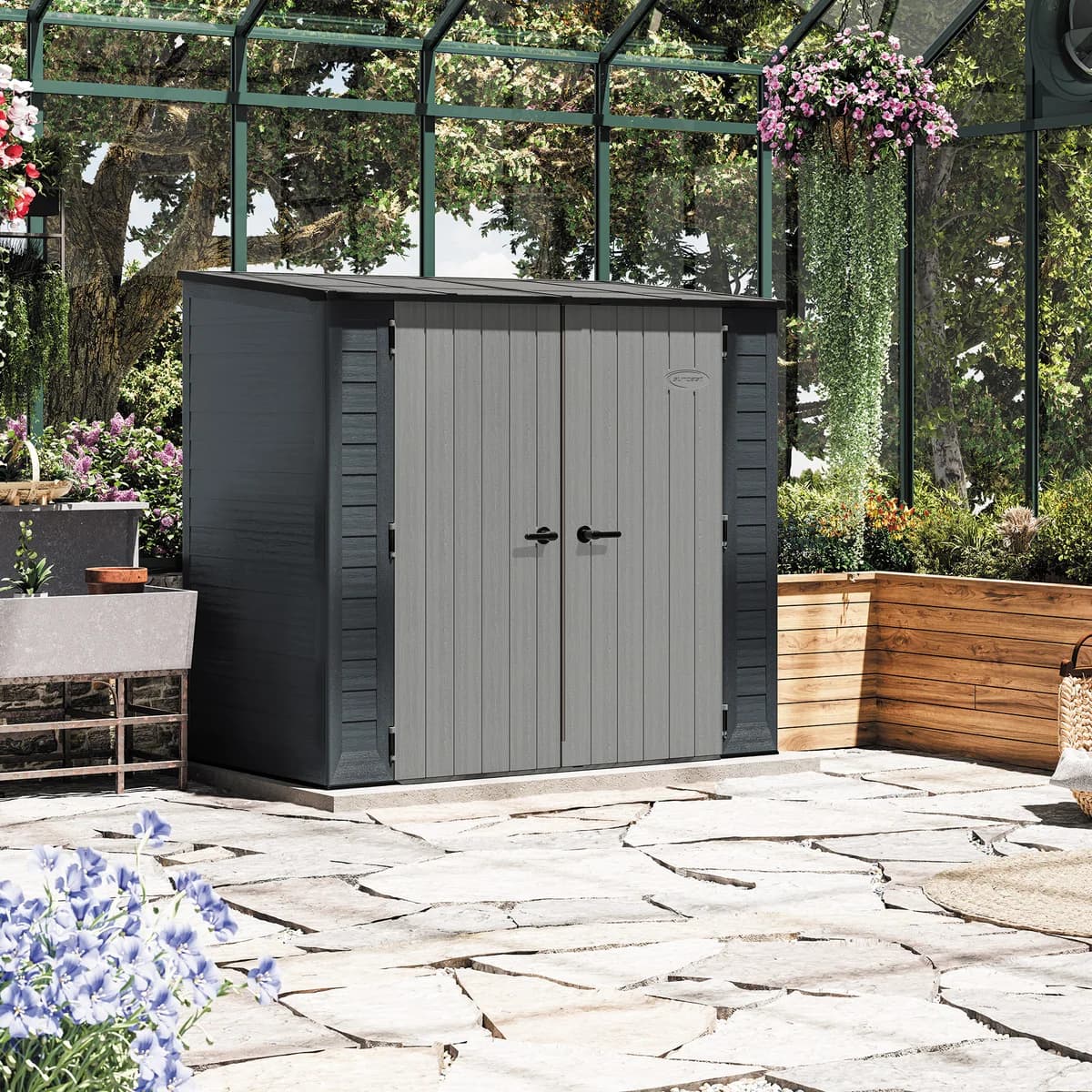 Suncast 7 ft. x 4 ft. Modern Storage Shed, Gray