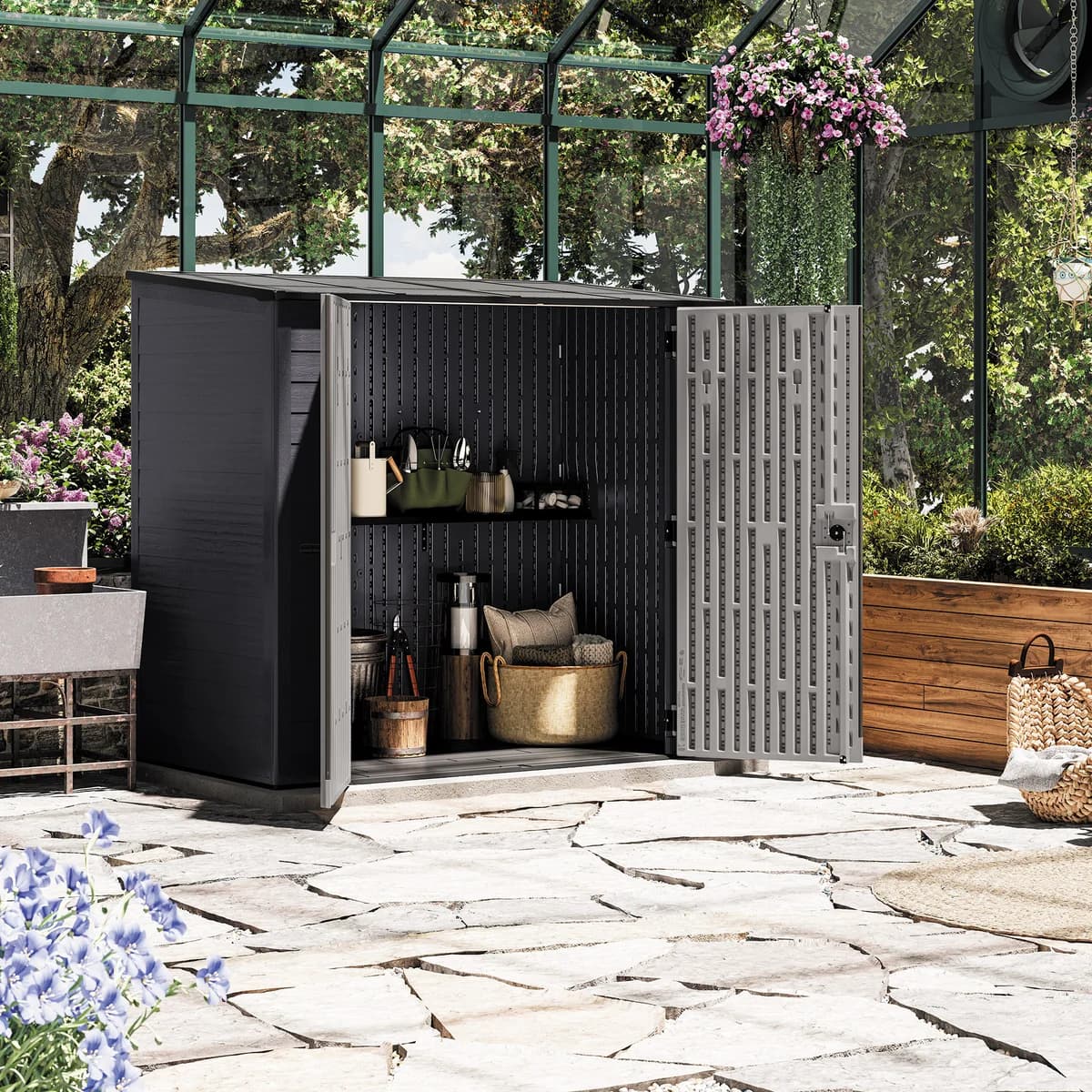 Suncast 7 ft. x 4 ft. Modern Storage Shed, Gray image 5