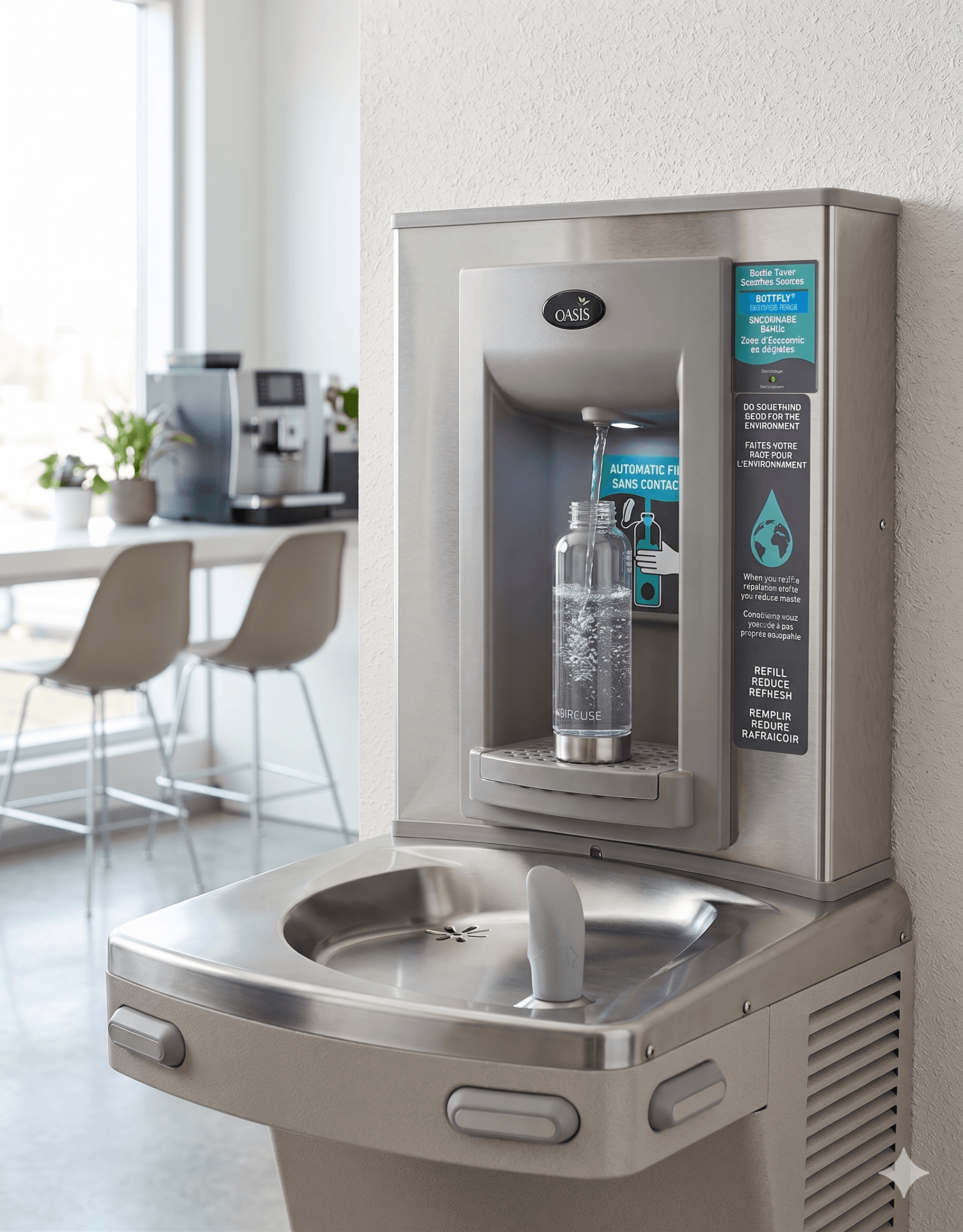 VersaCooler 8 gph Water Cooler in Stainless Steel & Electronic Bottle Filler