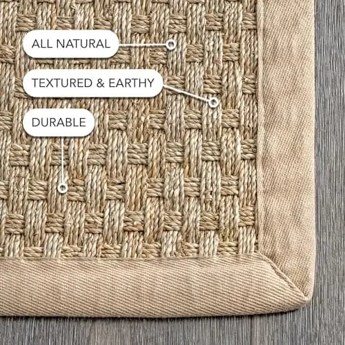 nuLOOM Hesse Checker Weave Seagrass Indoor/Outdoor Runner Rug, 2' 6" x 12', Natural image 4