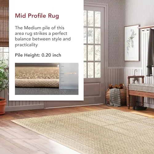nuLOOM Hesse Checker Weave Seagrass Indoor/Outdoor Runner Rug, 2' 6" x 12', Natural image 5