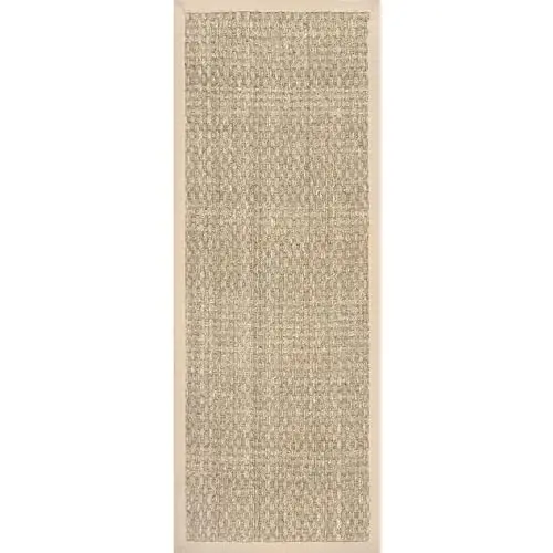 nuLOOM Hesse Checker Weave Seagrass Indoor/Outdoor Runner Rug, 2' 6" x 12', Natural image 6