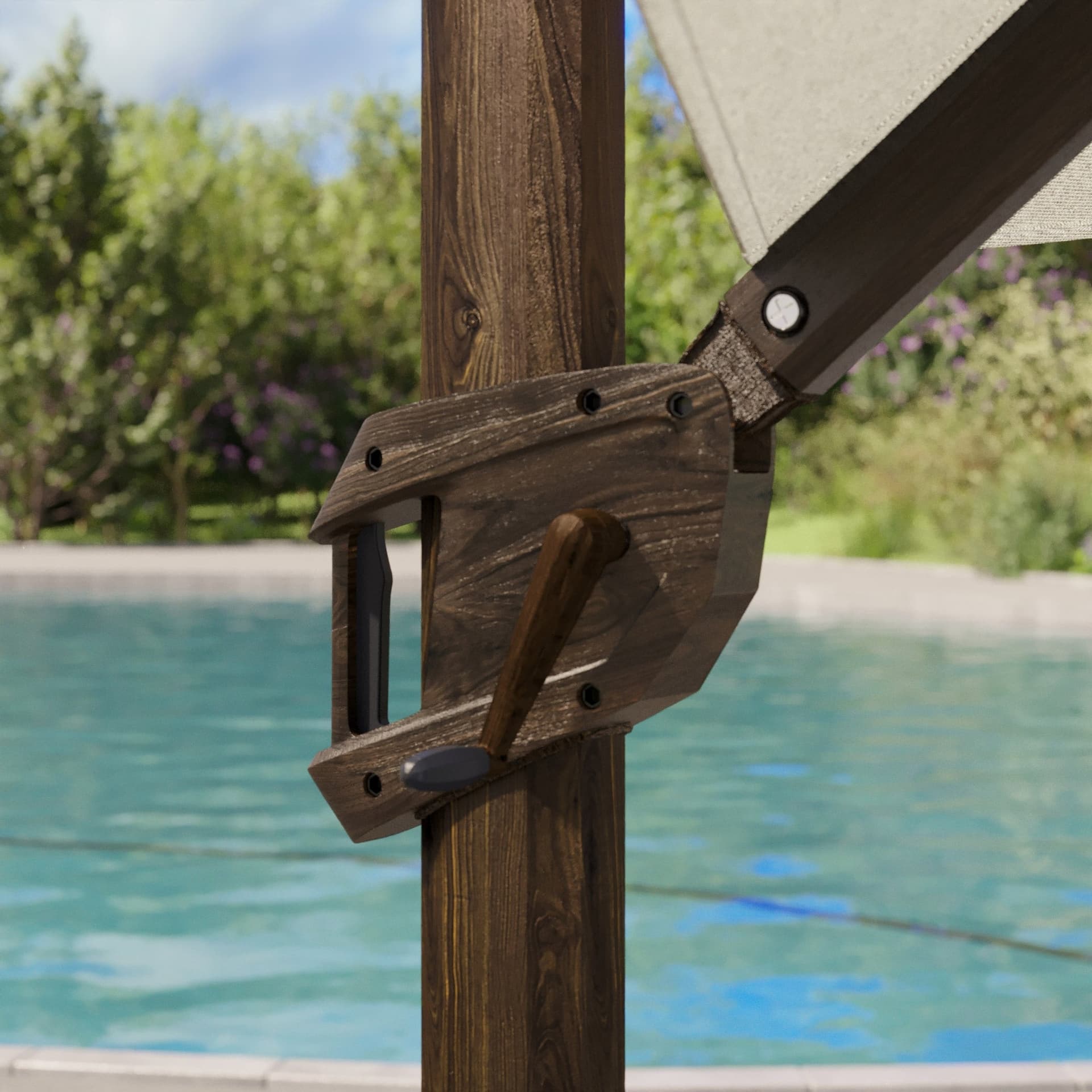 Seasons Sentry 13ft Round Woodgrain Aluminum Cantilever Umbrella