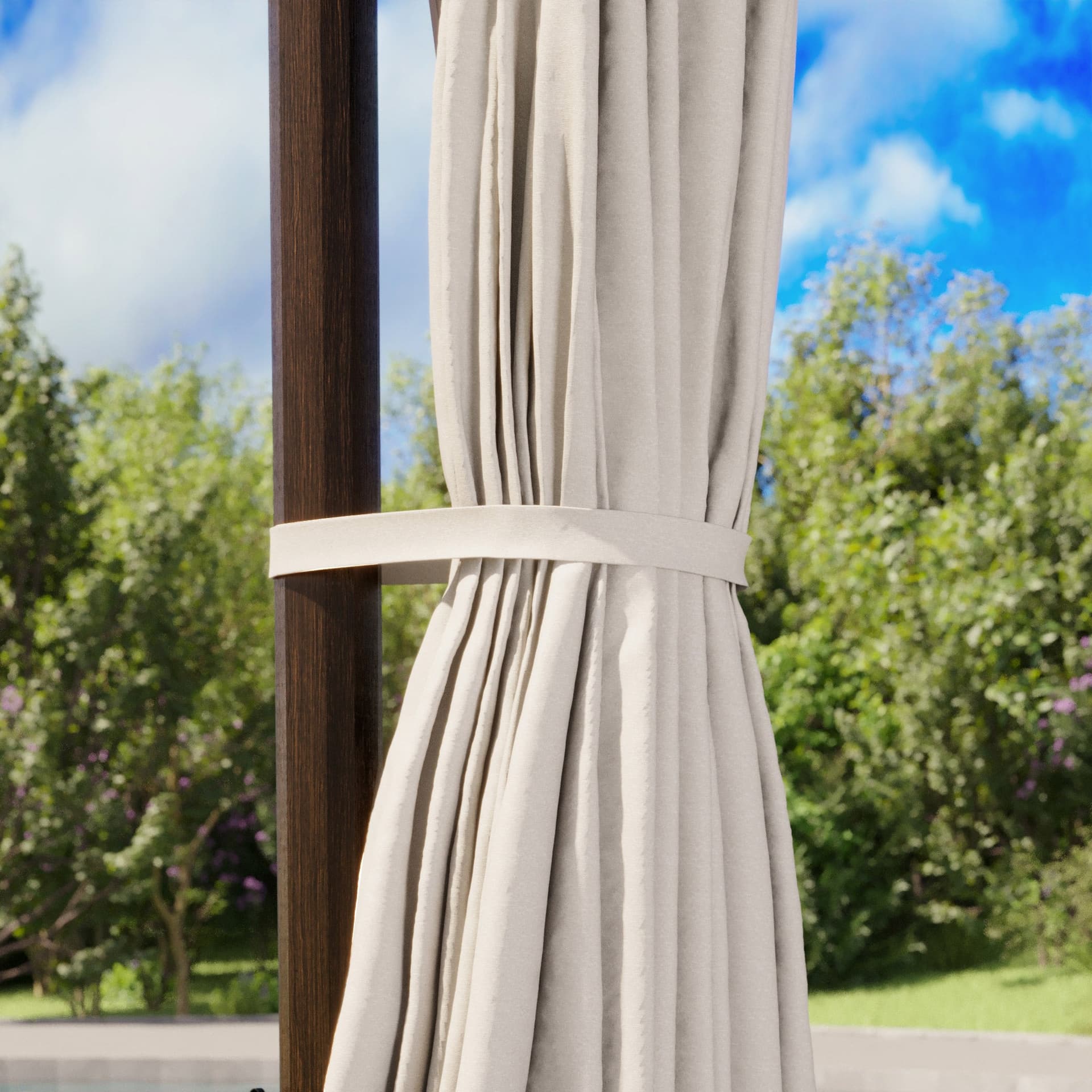 Seasons Sentry 13ft Round Woodgrain Aluminum Cantilever Umbrella