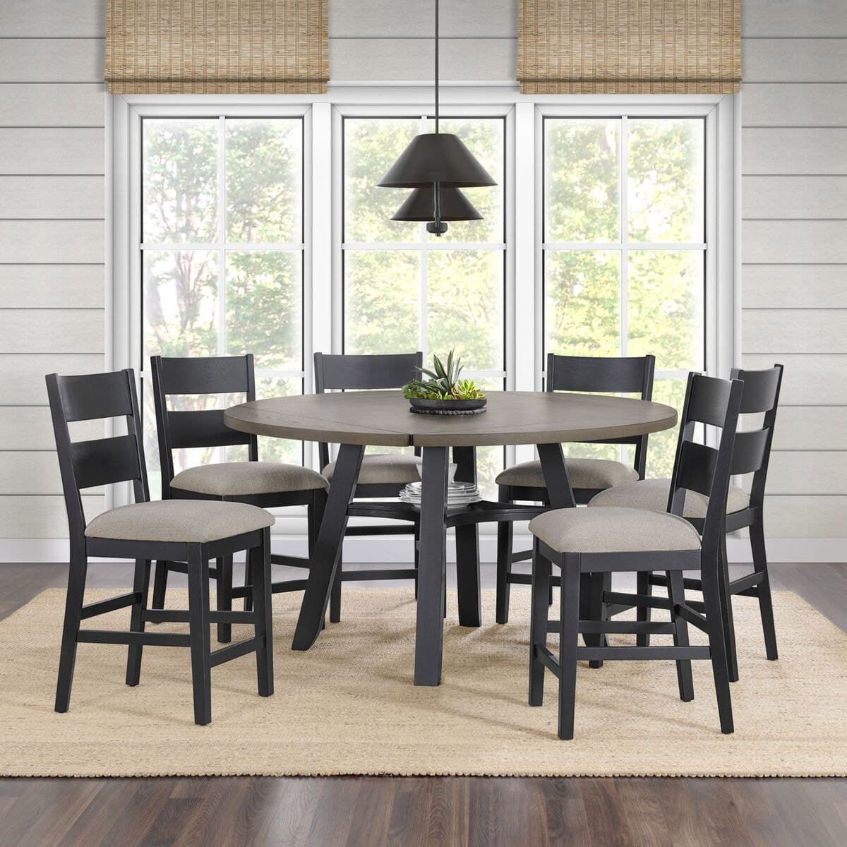 Easton 7-piece Square to Round Dining Set