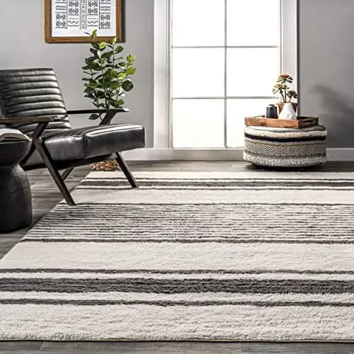 Rugs USA Striped Wool Machine Washable Area Rug, 2'6" x 8', Ivory image 7