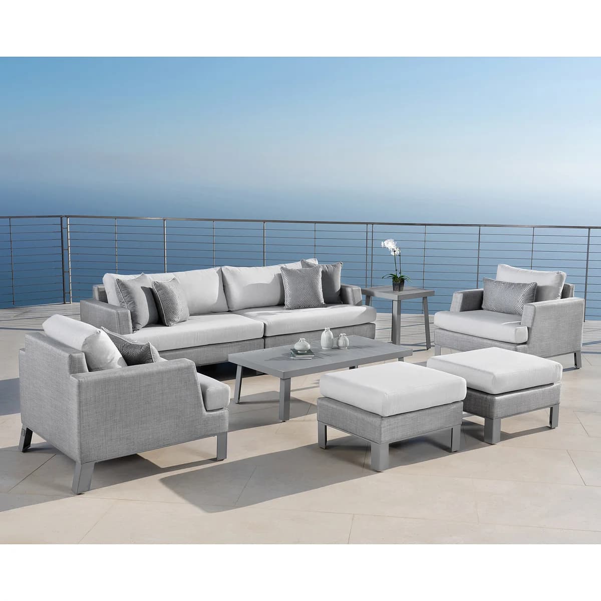 Modern Sling 8-piece Outdoor Patio Seating Set image 2