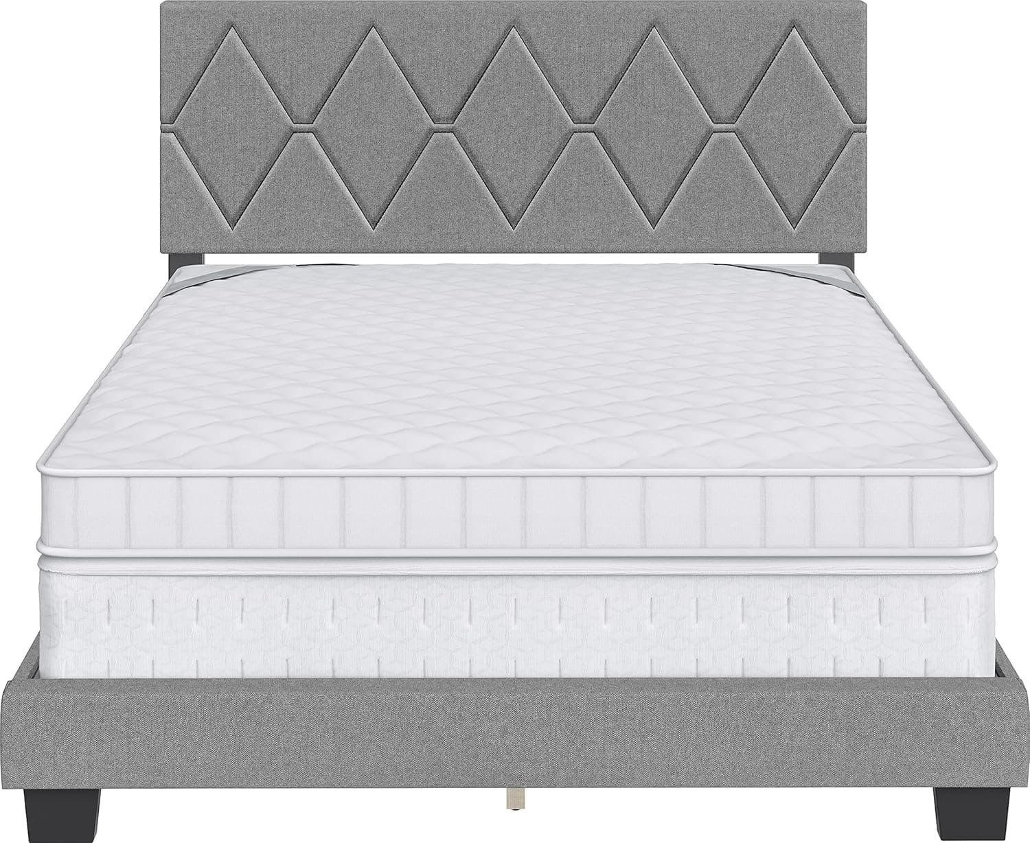 King Diamond-Tufted Upholstered Bed in Grey image 6