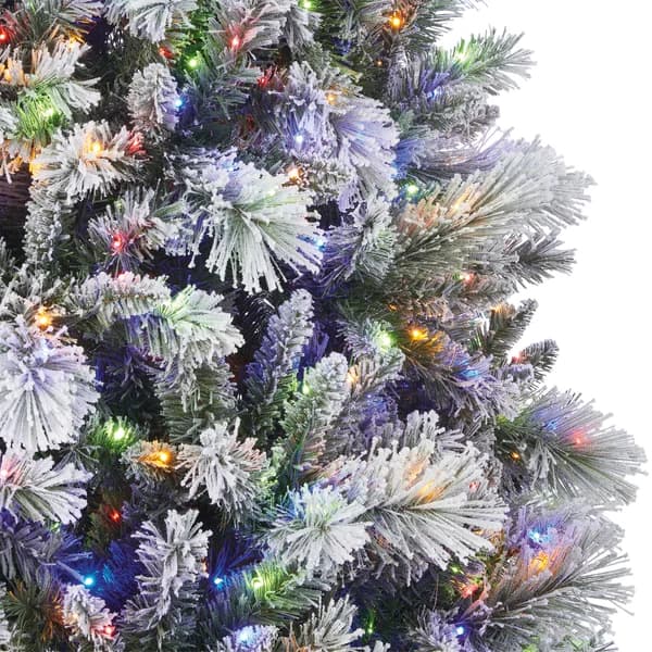 9ft Glitter Flocked Pre-Lit Christmas Tree image 3