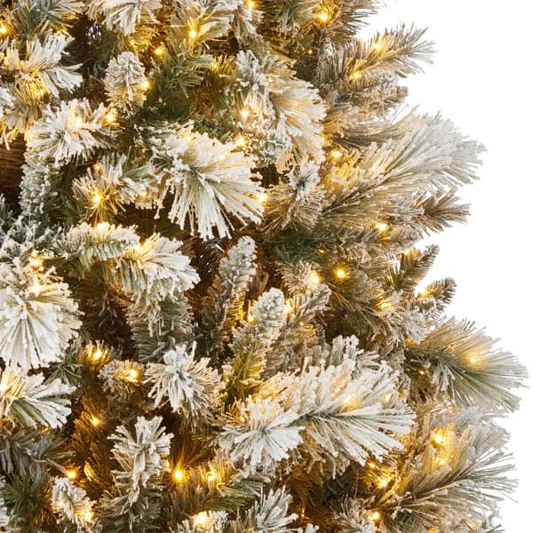 9ft Glitter Flocked Pre-Lit Christmas Tree image 4
