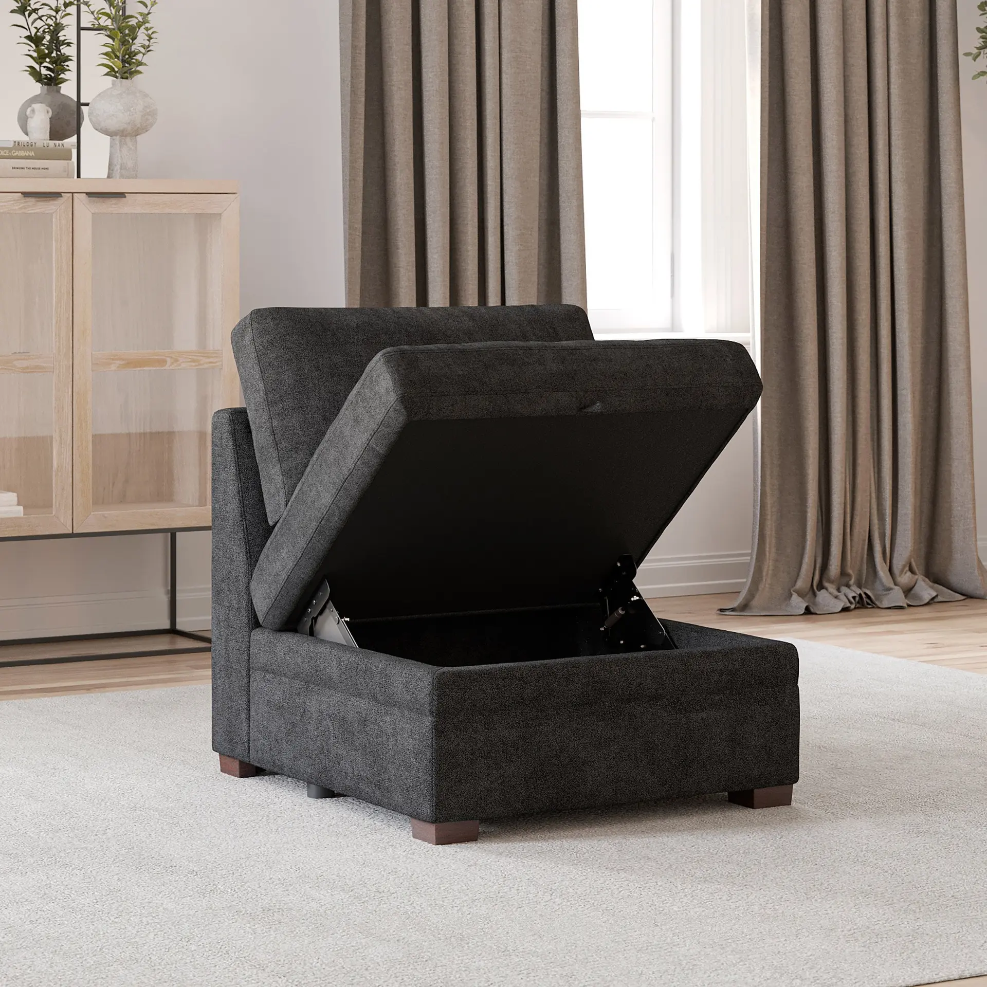 Thomasville Tisdale Armless Storage Chair, Dark Gray