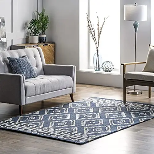 nuLOOM Meadow Hand Tufted Wool Tribal Geometric Area Rug, 4x6, Blue