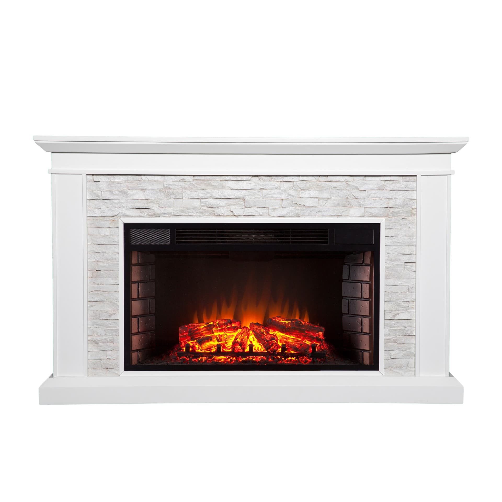 Ledgestone Electric Fireplace with Stacked Stone image 2