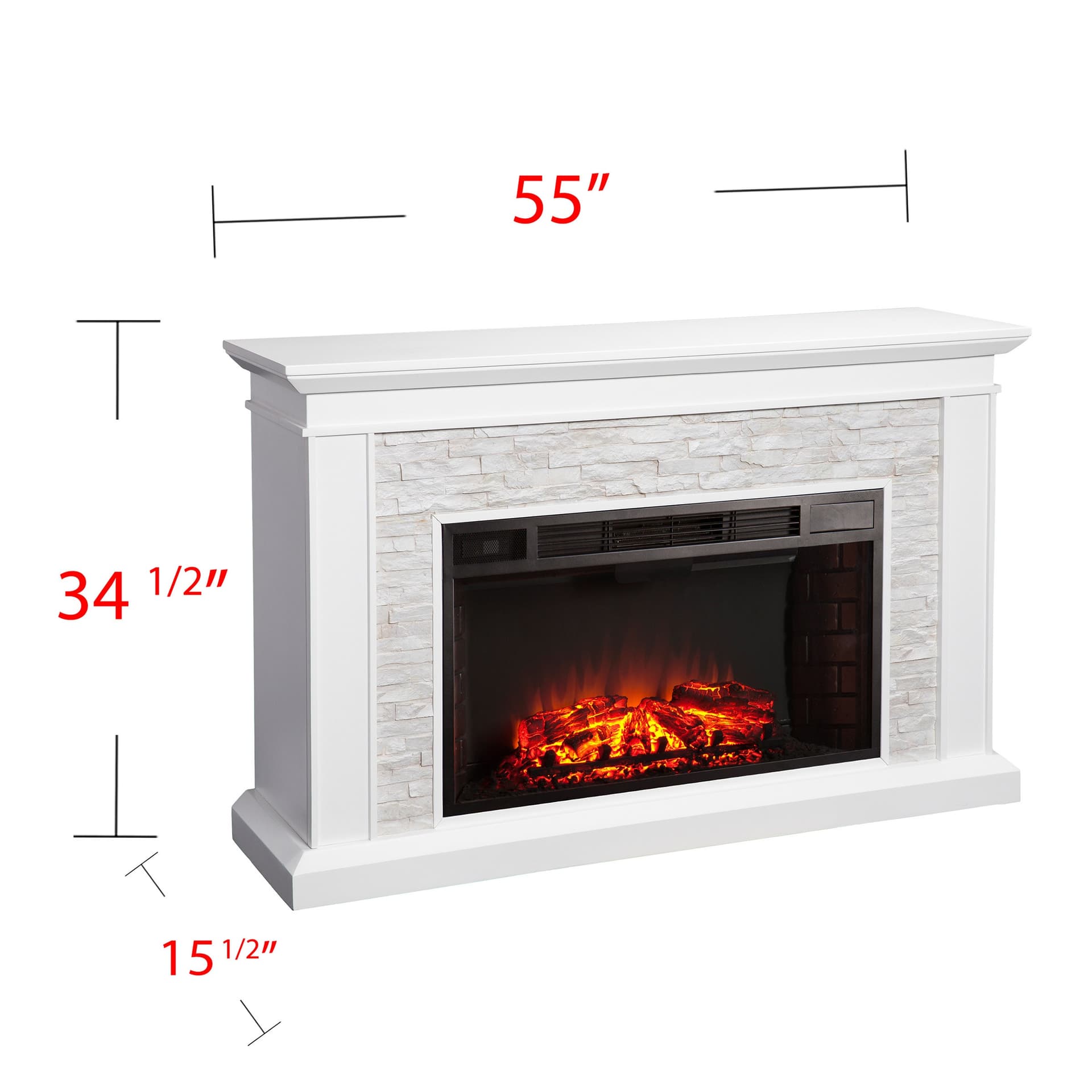 Ledgestone Electric Fireplace with Stacked Stone image 3