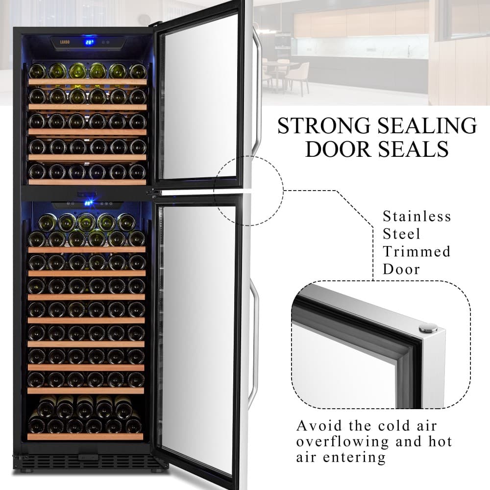 Lanbo 152-Bottle Dual Door Wine Cooler (LW162DD) image 7