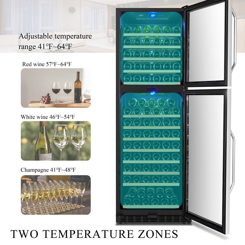 Lanbo 152-Bottle Dual Door Wine Cooler (LW162DD) image 9