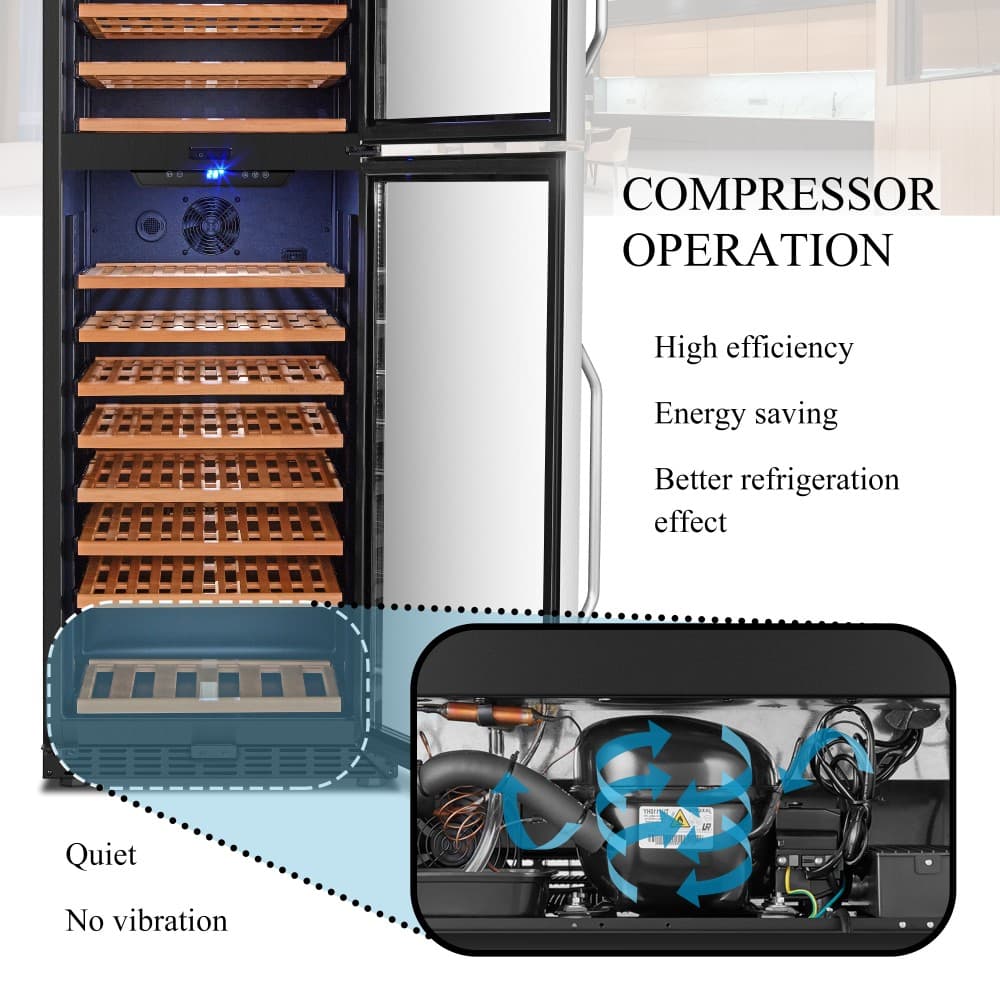 Lanbo 152-Bottle Dual Door Wine Cooler (LW162DD) image 11